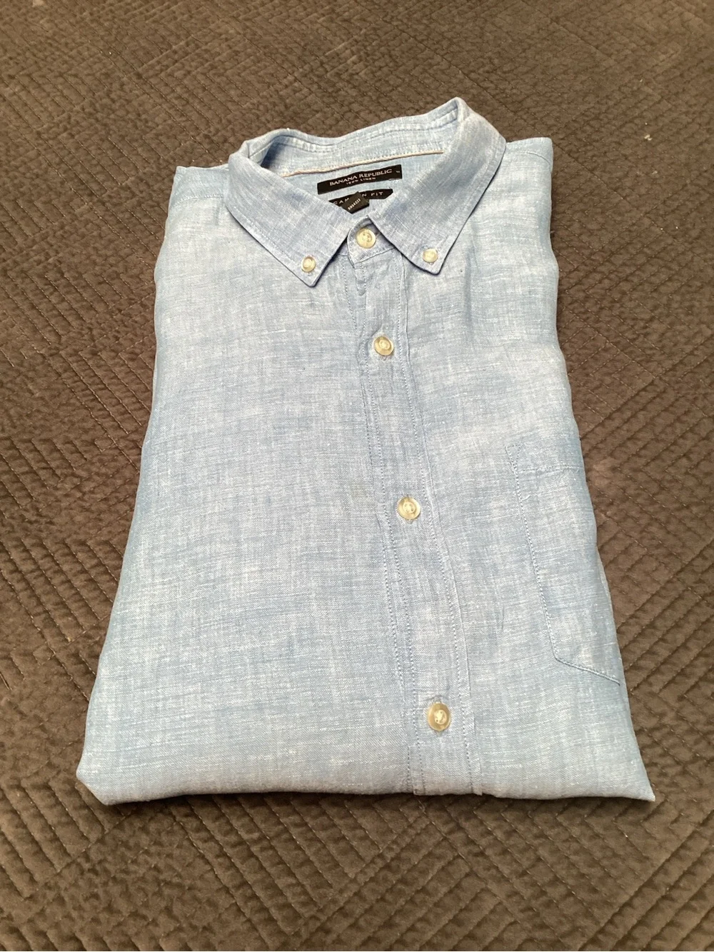 Banana Republic Light Blue Linen Camden Fit Shirt. 771